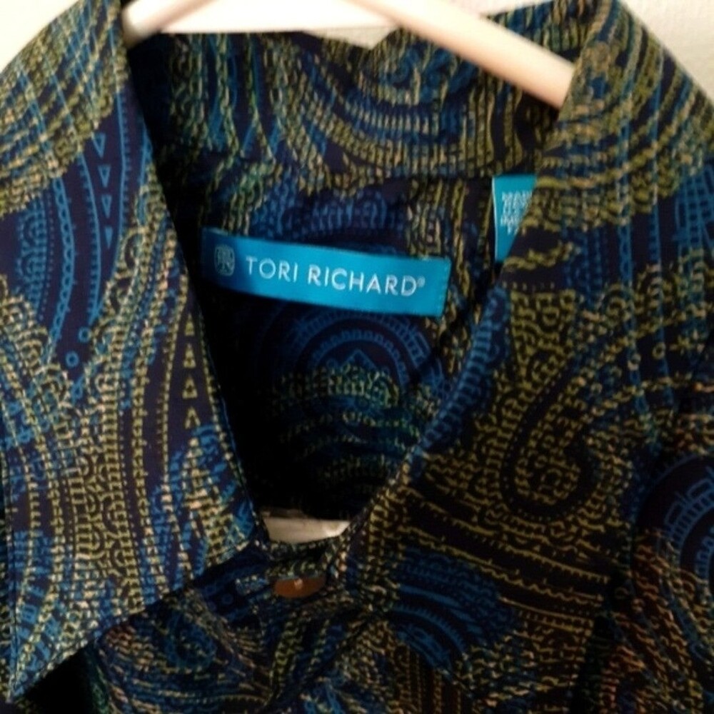 Tori Richard blue Paisley short sleeve casual shirt medium m mens top